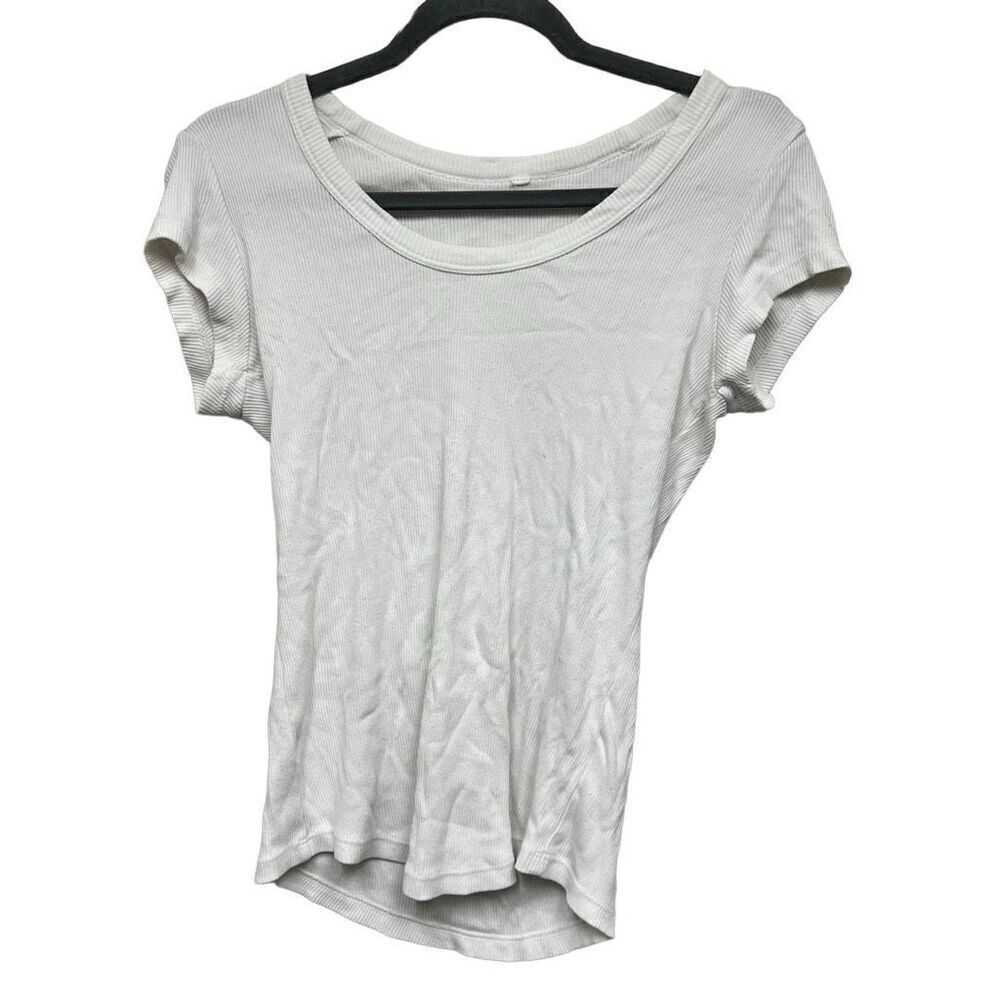 Babaton white ribbed scoop neck T-shirt size small